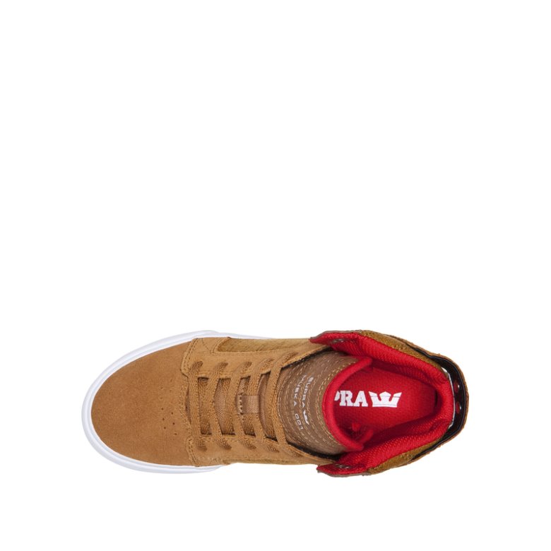 Supra Høye Skytop Sko Barn Brune Hvite | 2HWMOPL