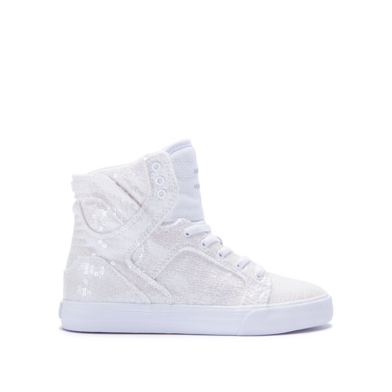 Supra Høye Skytop Sko Barn Hvite | 8YUDICZ