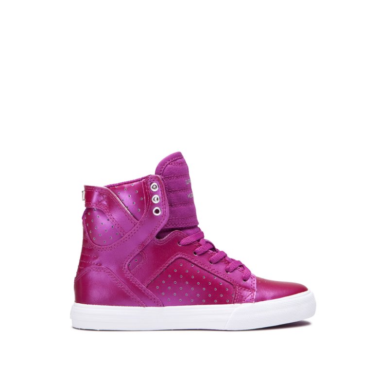 Supra Høye Skytop Sko Barn Rosa Sølv | 6D1U8E3