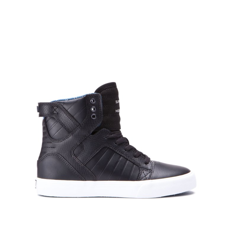 Supra Høye Skytop Sko Barn Svarte Hvite Blå | SV4XCK8