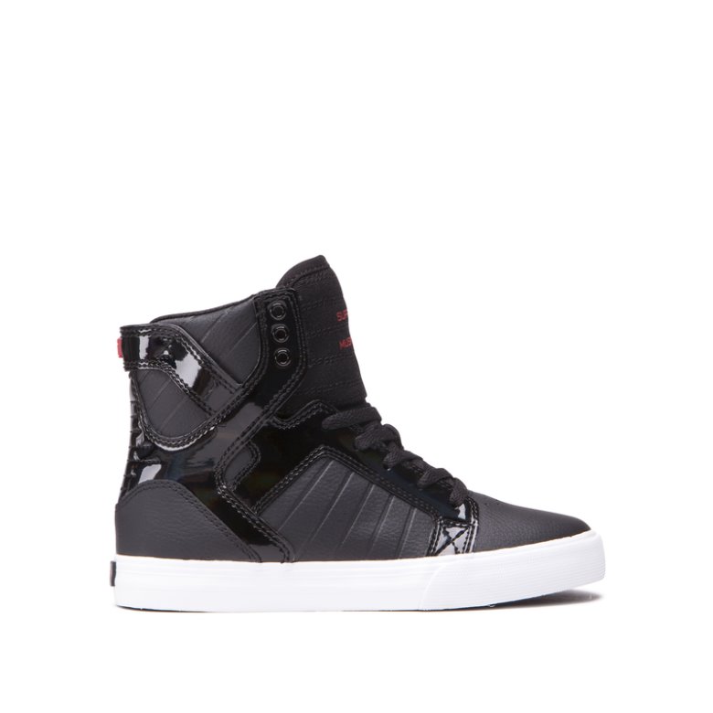 Supra Høye Skytop Sko Barn Svarte Hvite Rød | Y1LTKDV