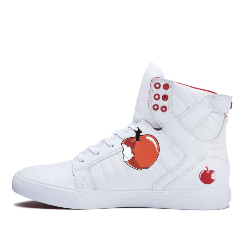 Supra Høye Skytop Sko Dame Hvite Rød | LJMCS6J