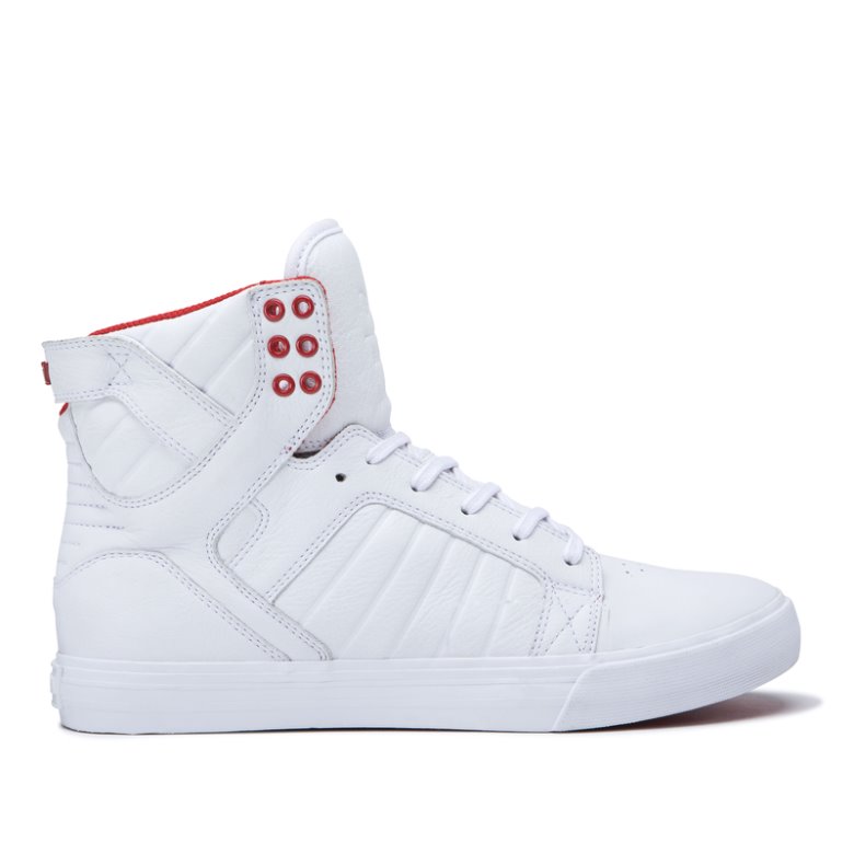 Supra Høye Skytop Sko Dame Hvite Rød | LJMCS6J