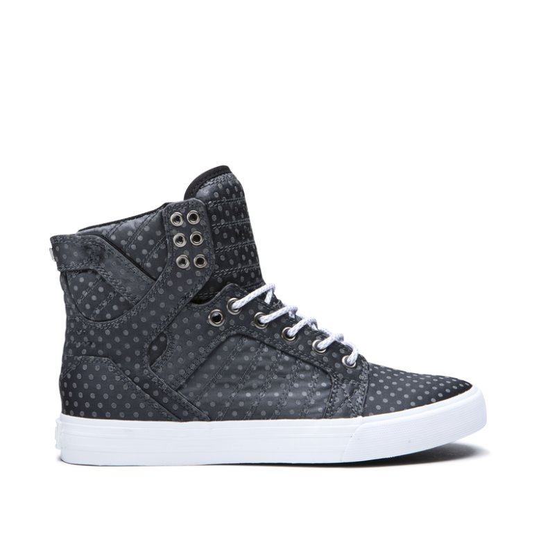 Supra Høye Skytop Sko Dame Mørke Grå Hvite | 5BD1LSI