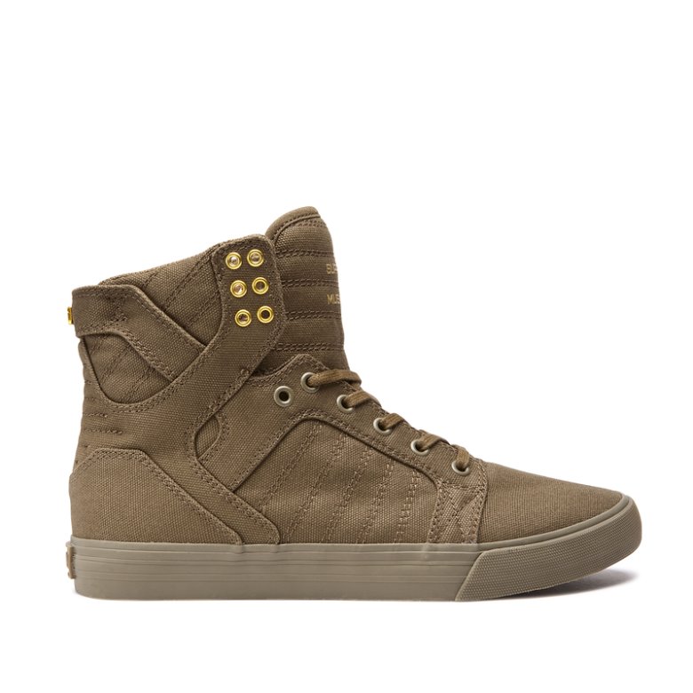 Supra Høye Skytop Sko Dame Olivengrønne Gull | NW687ZJ