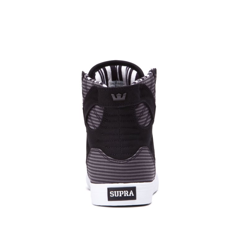 Supra Høye Skytop Sko Dame Svarte Grå Hvite | NG8T4H6