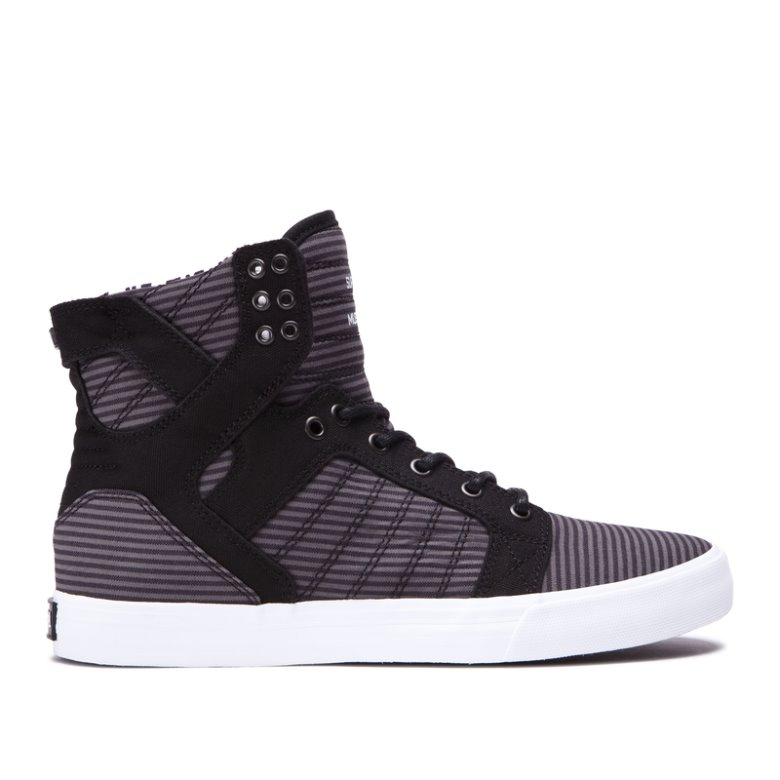 Supra Høye Skytop Sko Dame Svarte Grå Hvite | NG8T4H6