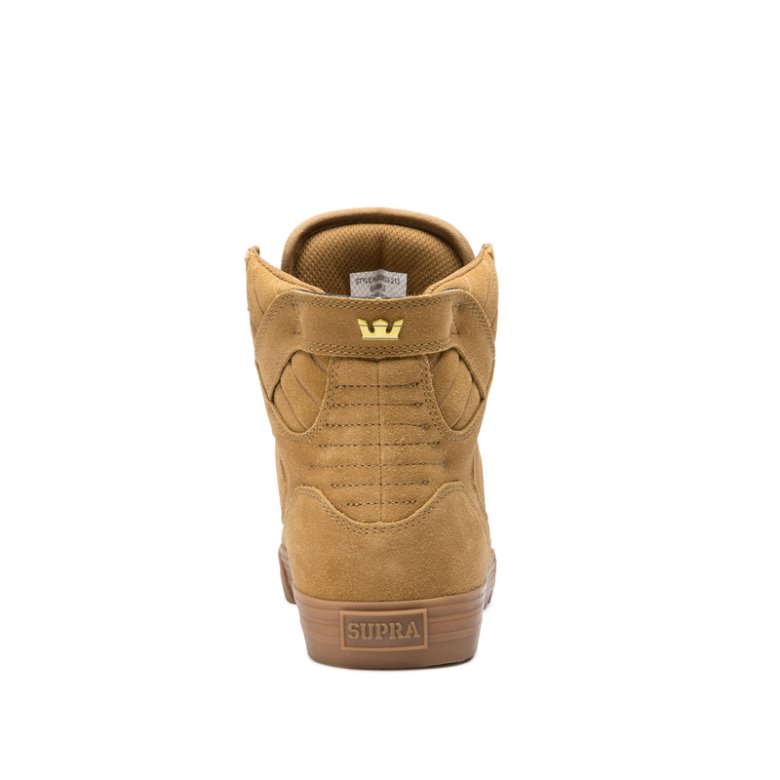 Supra Høye Skytop Sko Herre Brune Gull | NE852SP