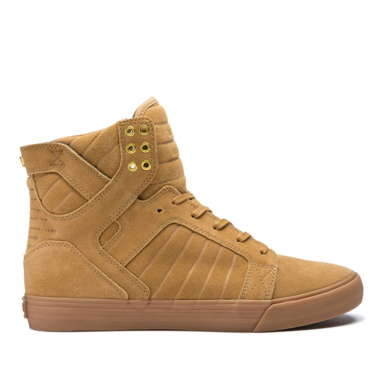 Supra Høye Skytop Sko Herre Brune Gull | NE852SP