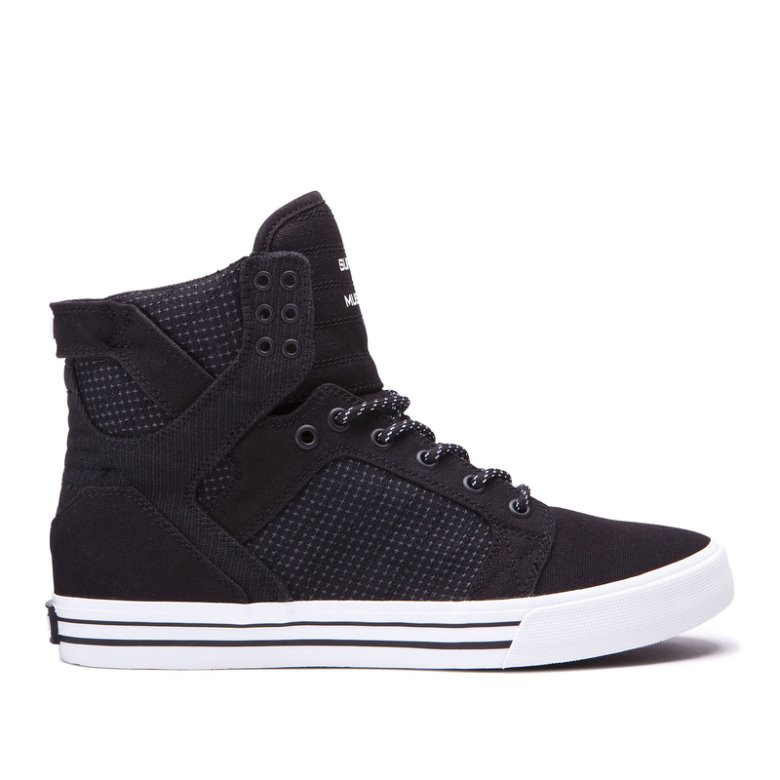 Supra Høye Skytop Sko Herre Svarte Hvite Svarte | OMJZS9C