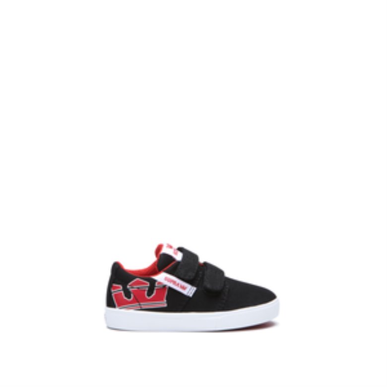 Supra Lave Stacks II Vulc Sko Barn Svarte Rød | 627XH06