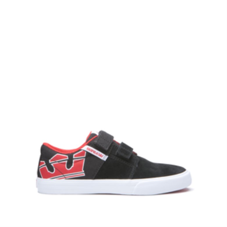 Supra Lave Stacks II Vulc Sko Barn Svarte Rød | 627XH06