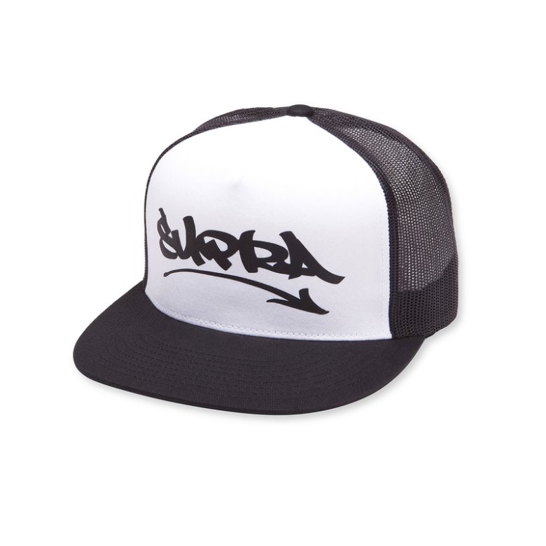 Supra Marker Felt Trucker Caps Herre Hvite Svarte | IJJOL4A