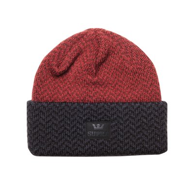 Supra Herring Beanie Caps Herre Svarte Rød | 1NFB8FF