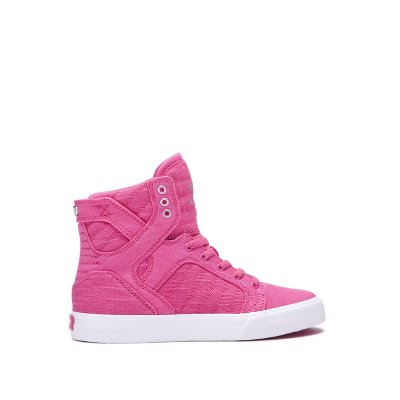 Supra Høye Skytop Sko Barn Rosa Sølv | Y4W7ZTP