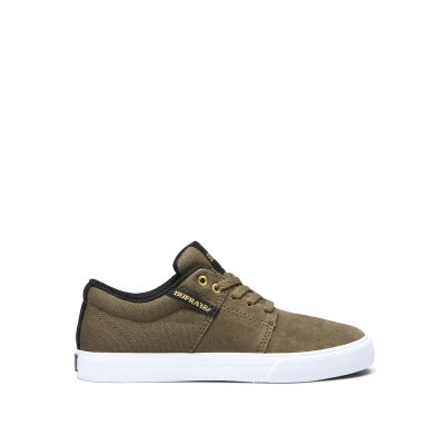 Supra Lave Stacks II Vulc Sko Barn Olivengrønne Hvite | G2BW8HG